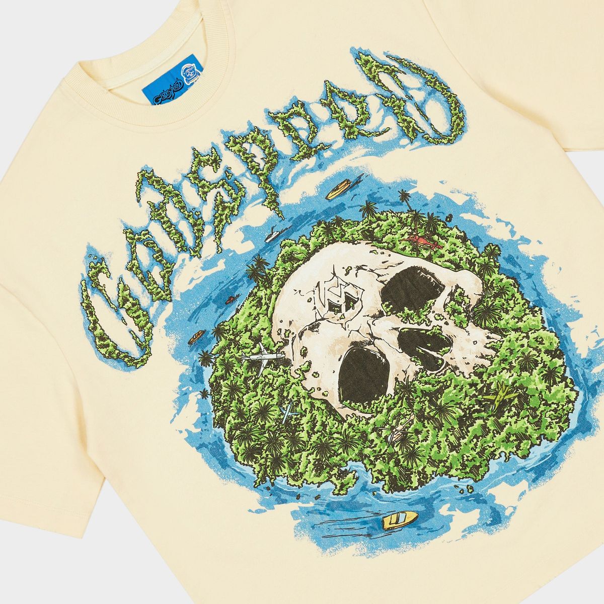 Godspeed Skull Island II T-shirt NG in bone with bold graphic artwork and mid-weight washed fabric for modern streetwear style.
