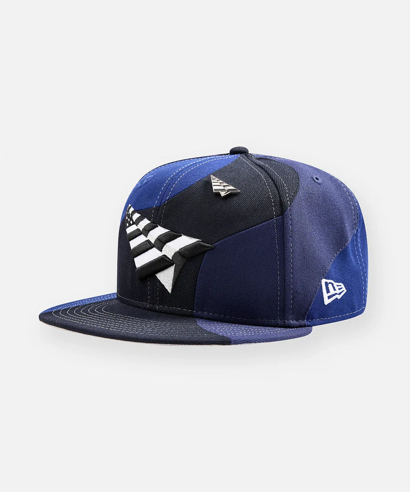 Paper Plane black multi Planes Spiral 9Fifty snapback with 3D embroidered flag logo and removable pin.