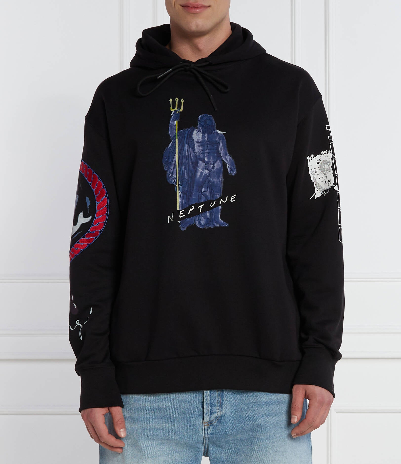 Neptune God Print Pullover Hoody (Black)