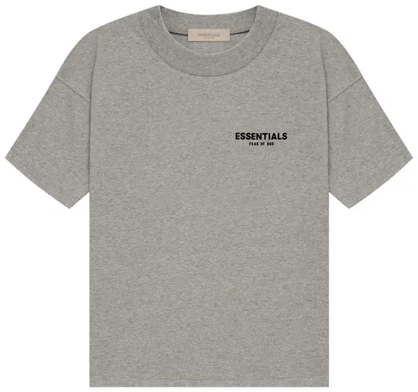 Fear of God Essentials T-shirt in Dark Oatmeal grey colorway with oversized fit and subtle front logo.