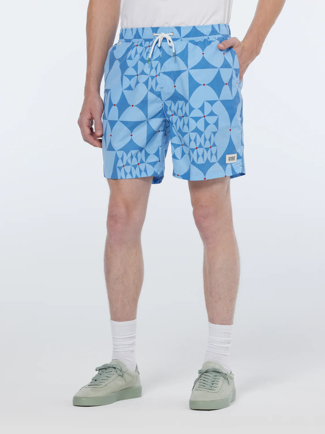 Diamond Printed Swim Shorts (Blue)