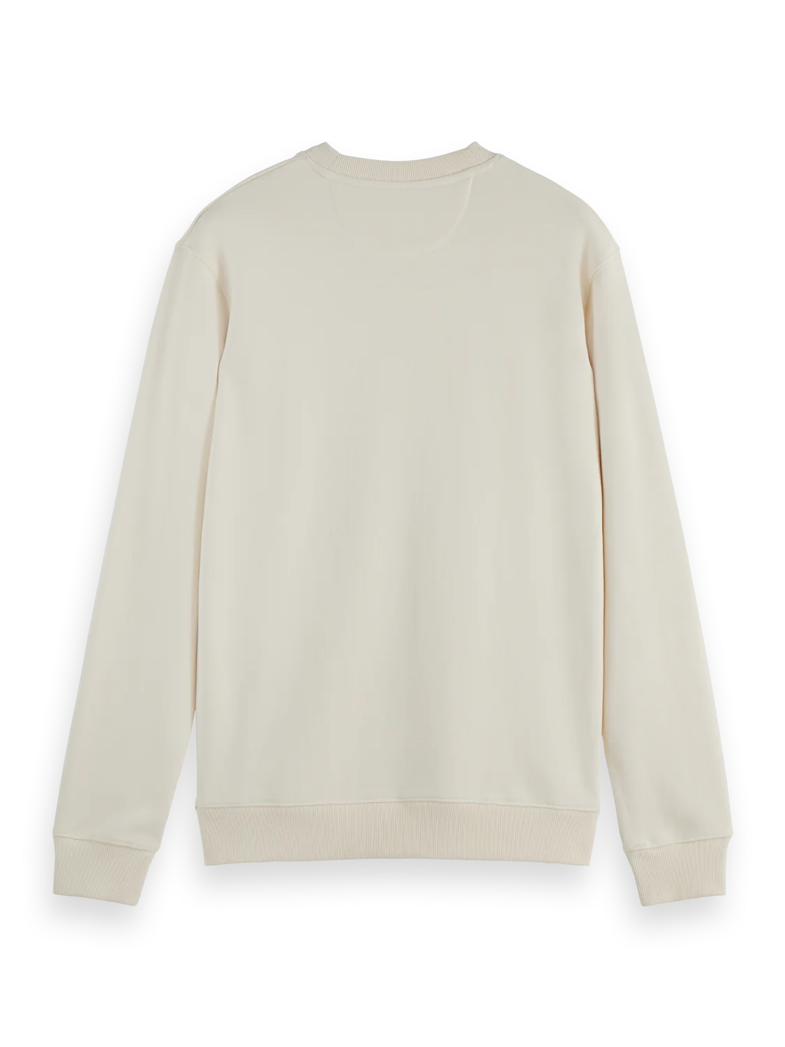 Scotch & Soda regular fit sweatshirt in neutral tone with minimalist chest logo laid flat