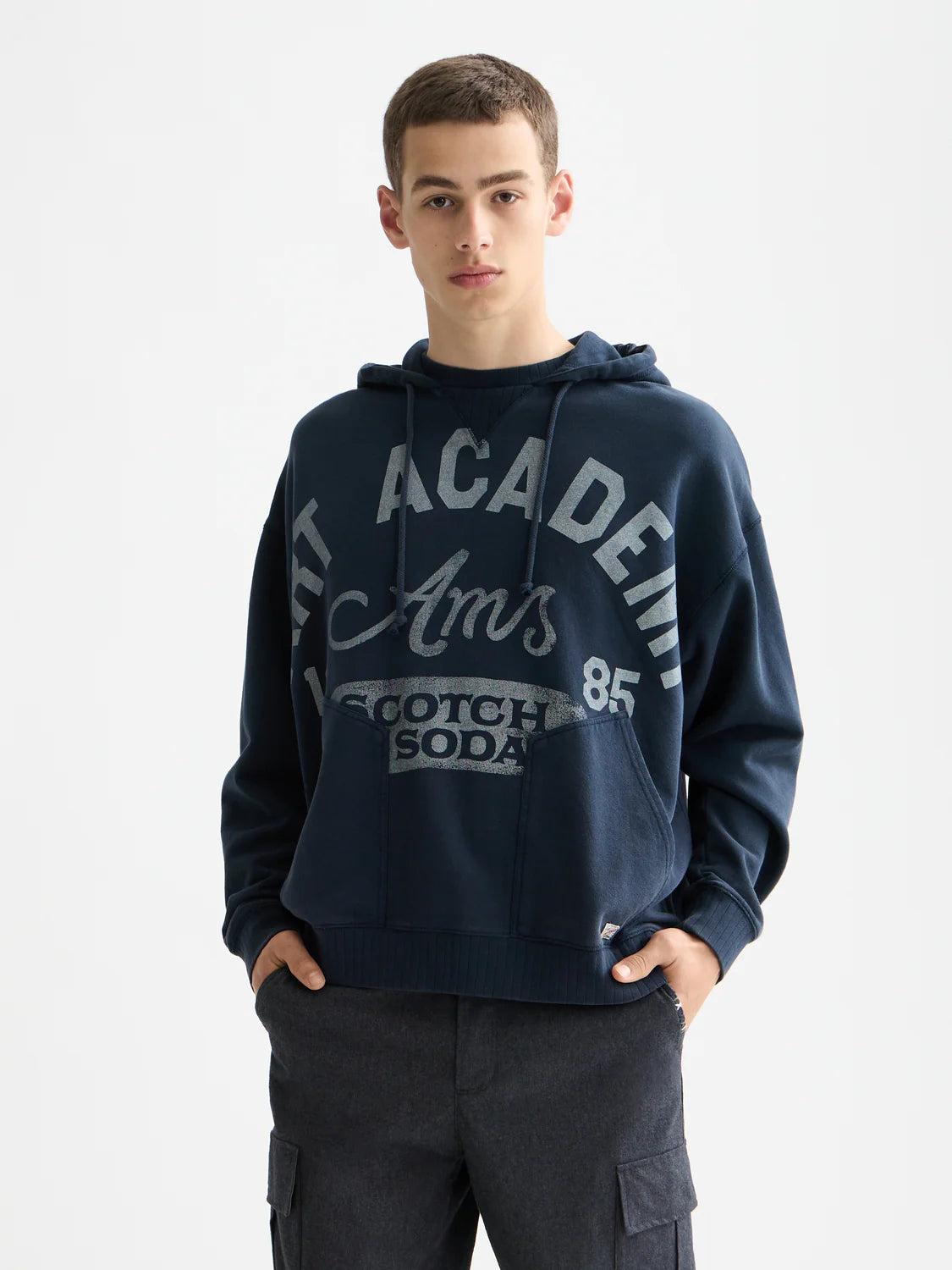 Scotch & Soda washed hoodie with graphic artwork and relaxed fit
