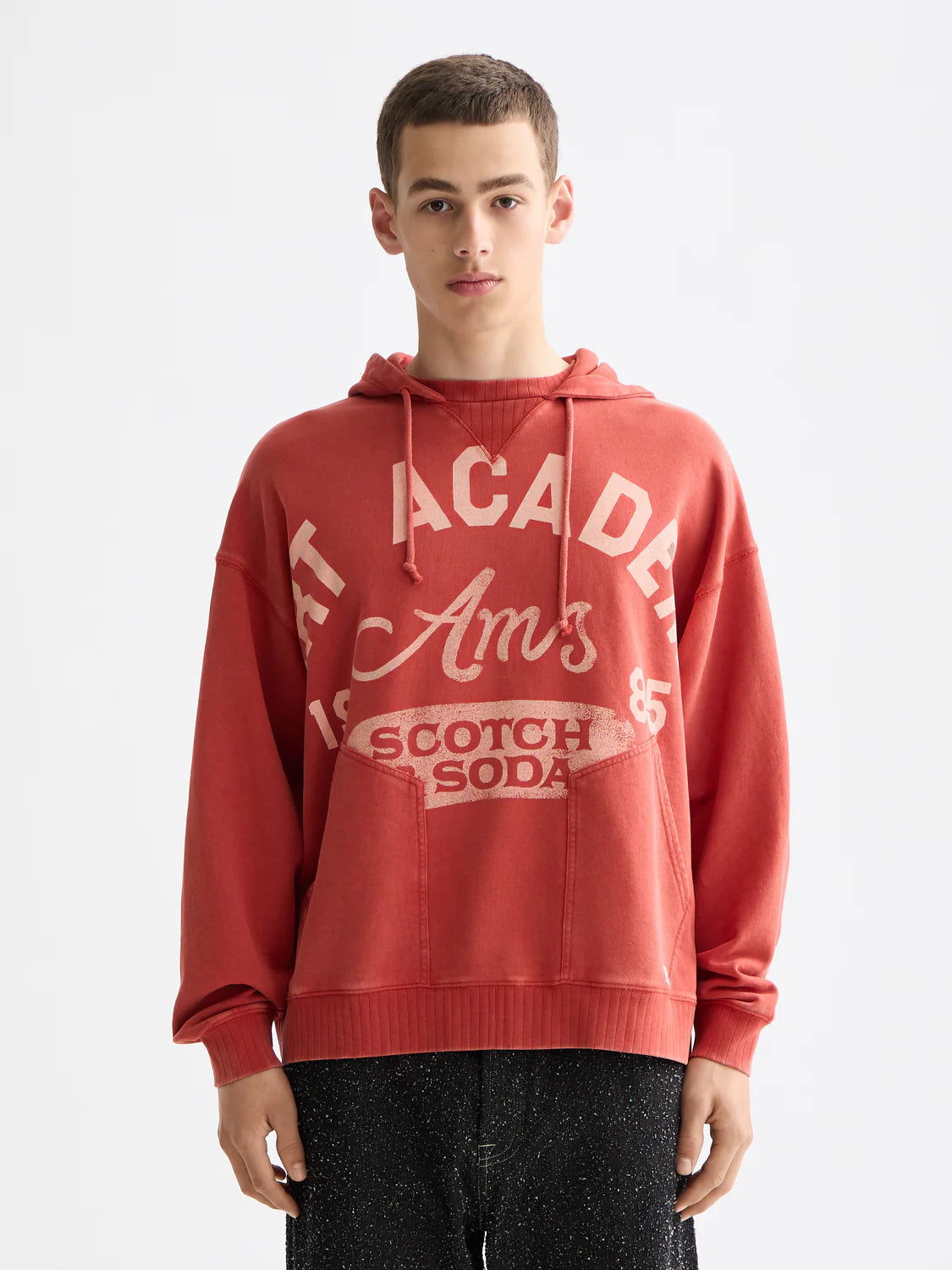 Scotch & Soda washed hoodie with bold graphic artwork and relaxed fit