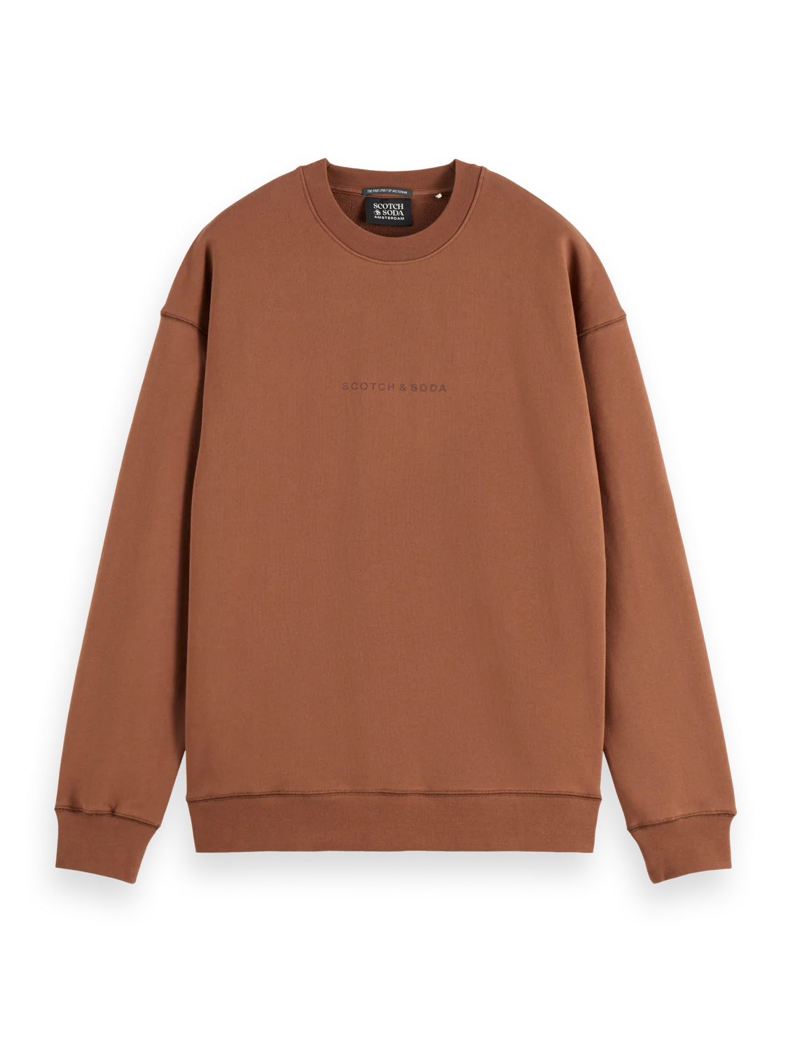 Seasonal Essentials logo sweatshirt in cotton with relaxed fit and front graphic laid flat