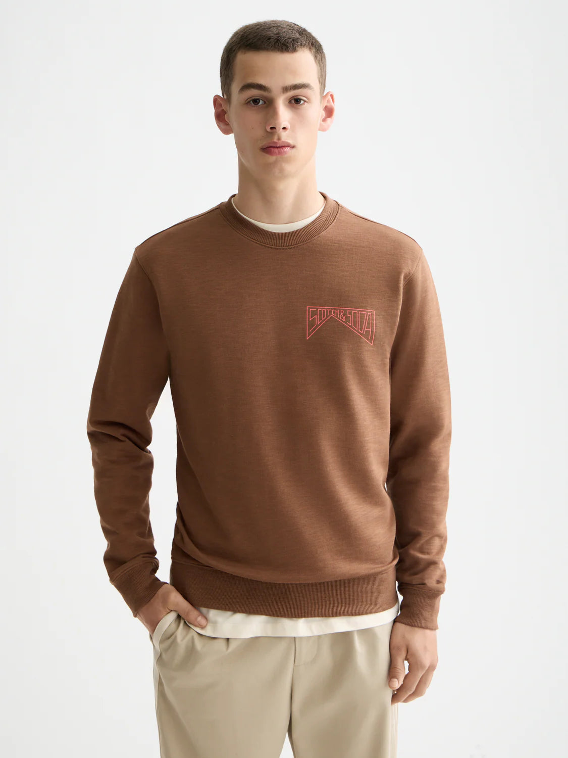 Scotch & Soda crew neck sweatshirt with bold logo detail and regular fit