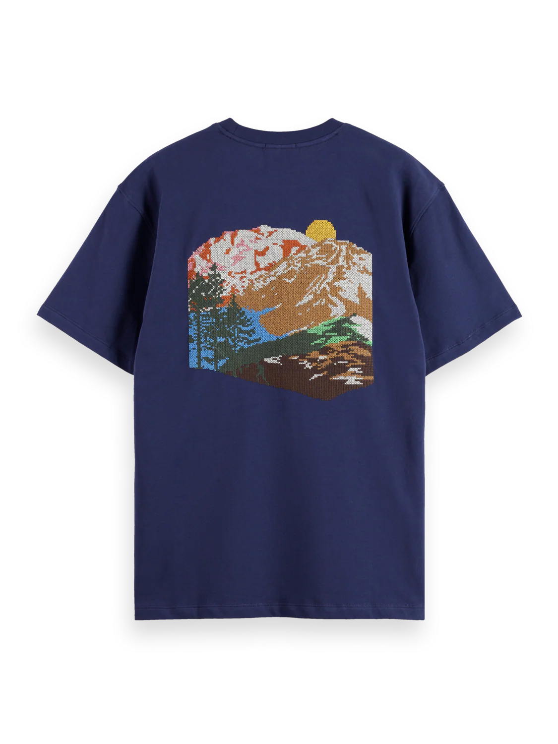 Scotch & Soda relaxed fit cotton t-shirt with contrast cross-stitch artwork