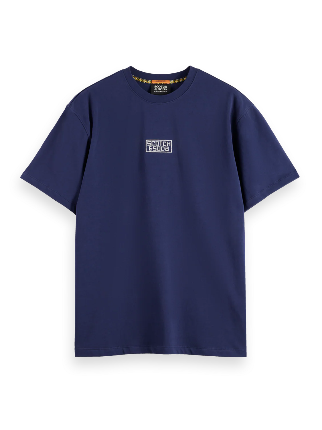 Scotch & Soda relaxed fit cotton t-shirt with contrast cross-stitch artwork