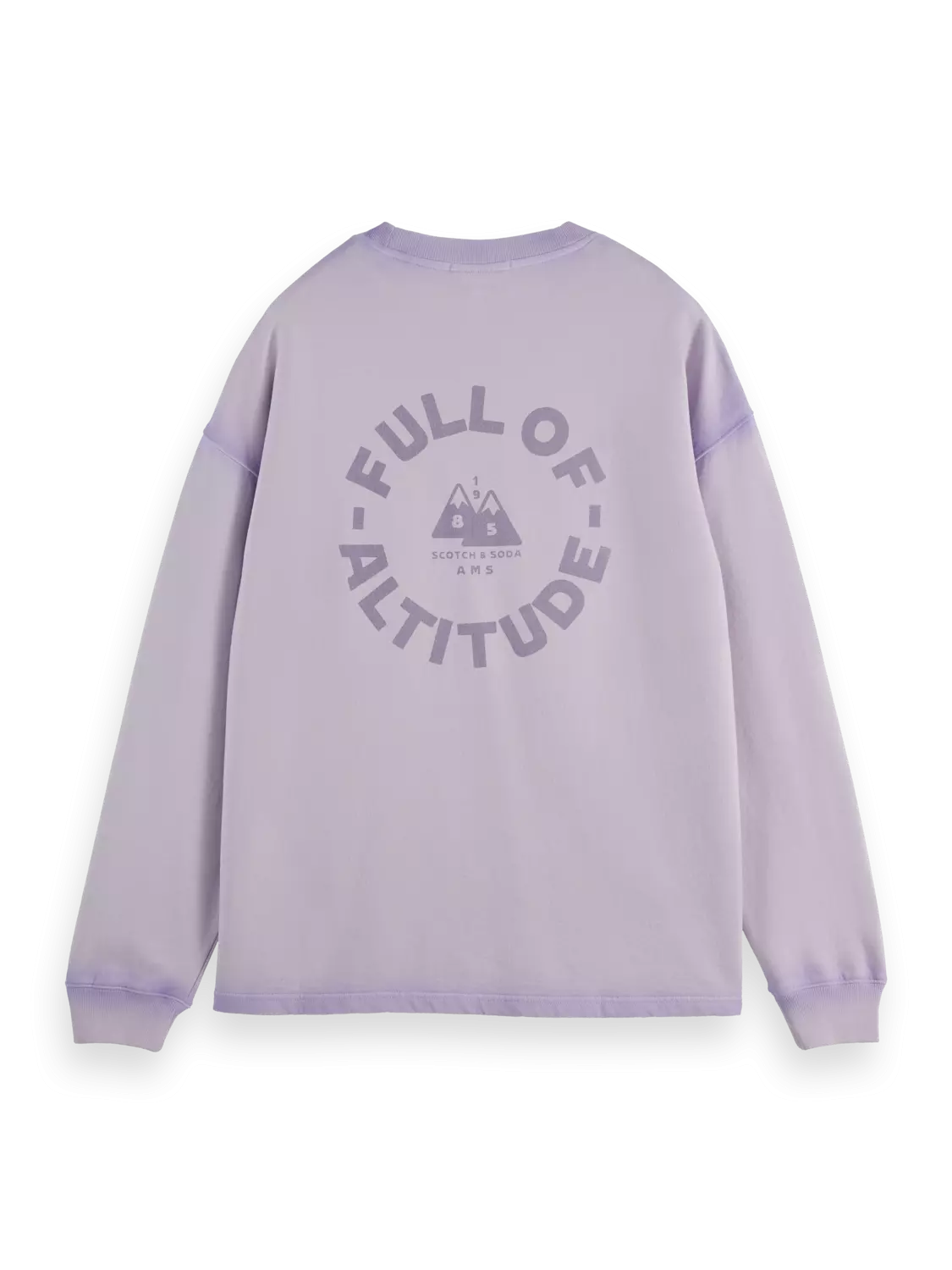 Scotch & Soda lavender sweatshirt with washed graphic artwork and regular fit