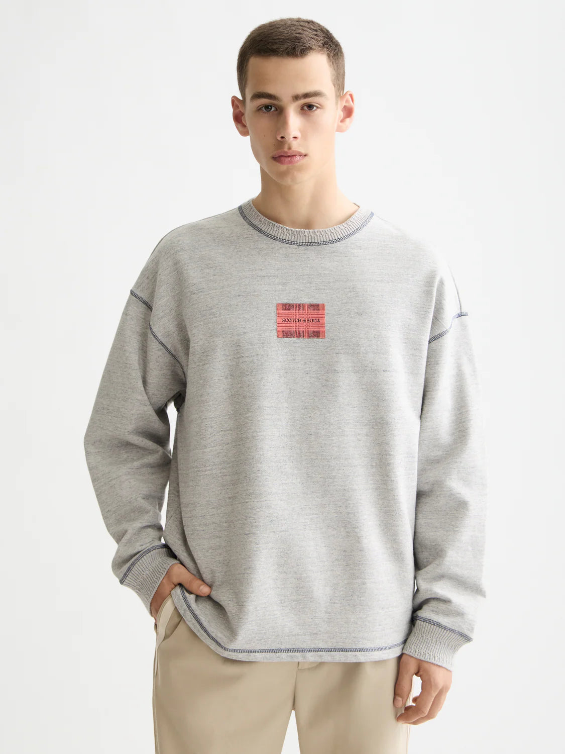 Scotch & Soda loose-fit sweatshirt with intricate label detailing and relaxed silhouette