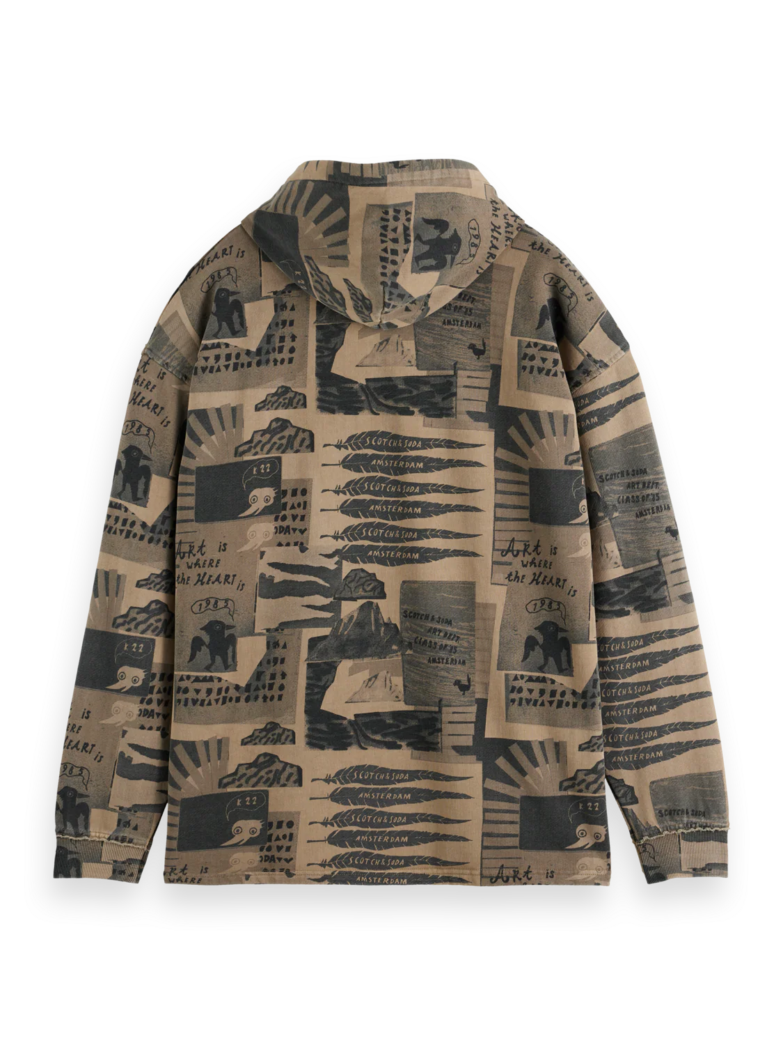 Scotch & Soda loose-fit hoodie in cotton with bold print and relaxed silhouette