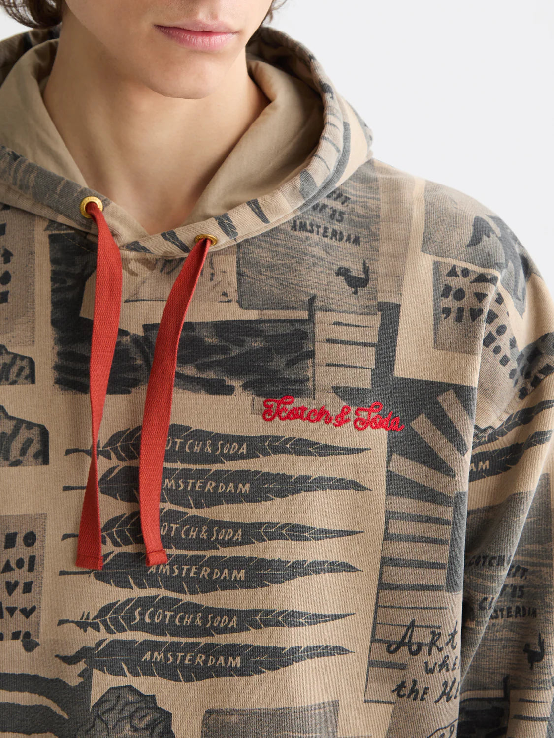 Scotch & Soda loose-fit hoodie in cotton with bold print and relaxed silhouette