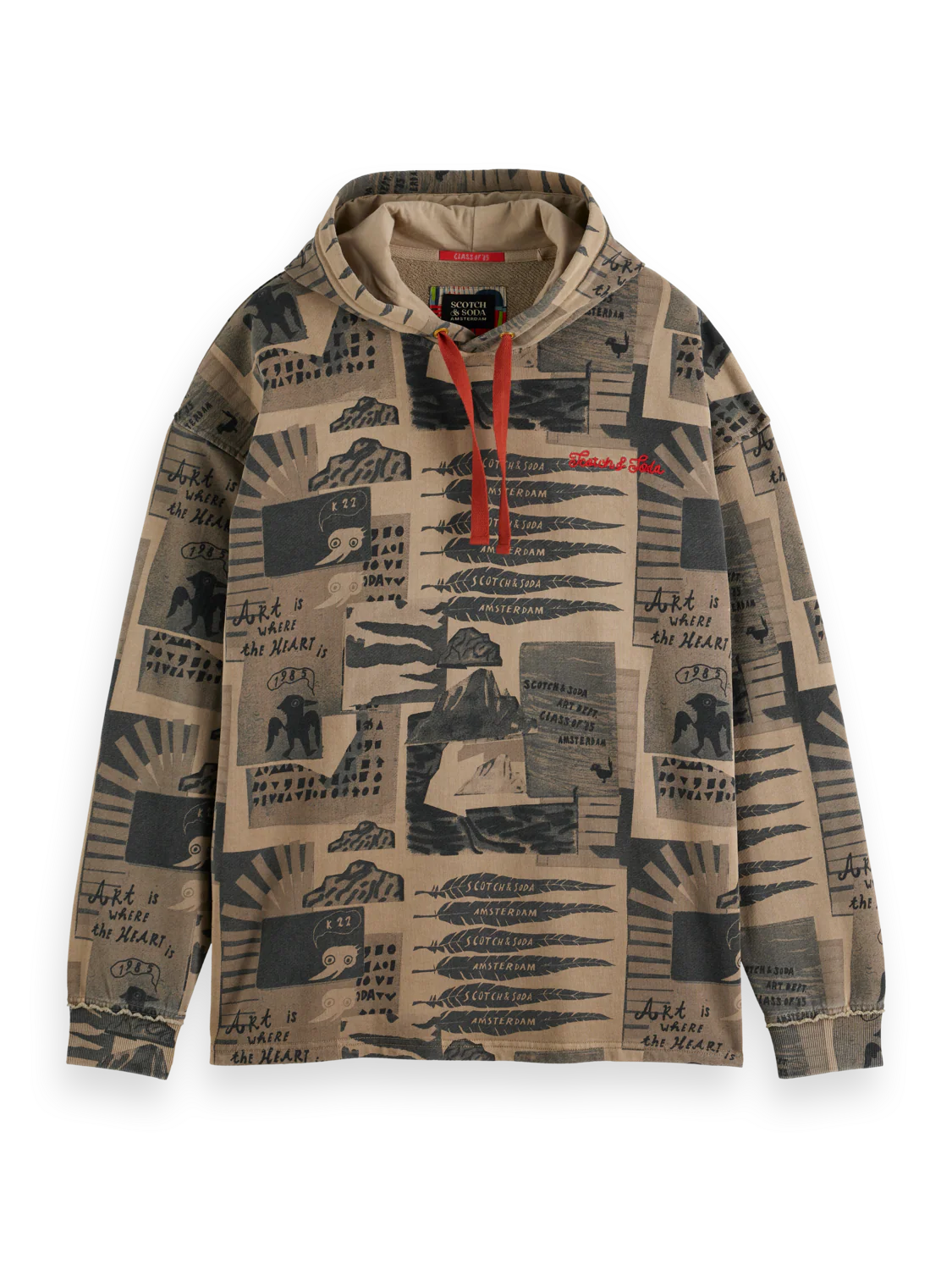 Scotch & Soda loose-fit hoodie in cotton with bold print and relaxed silhouette