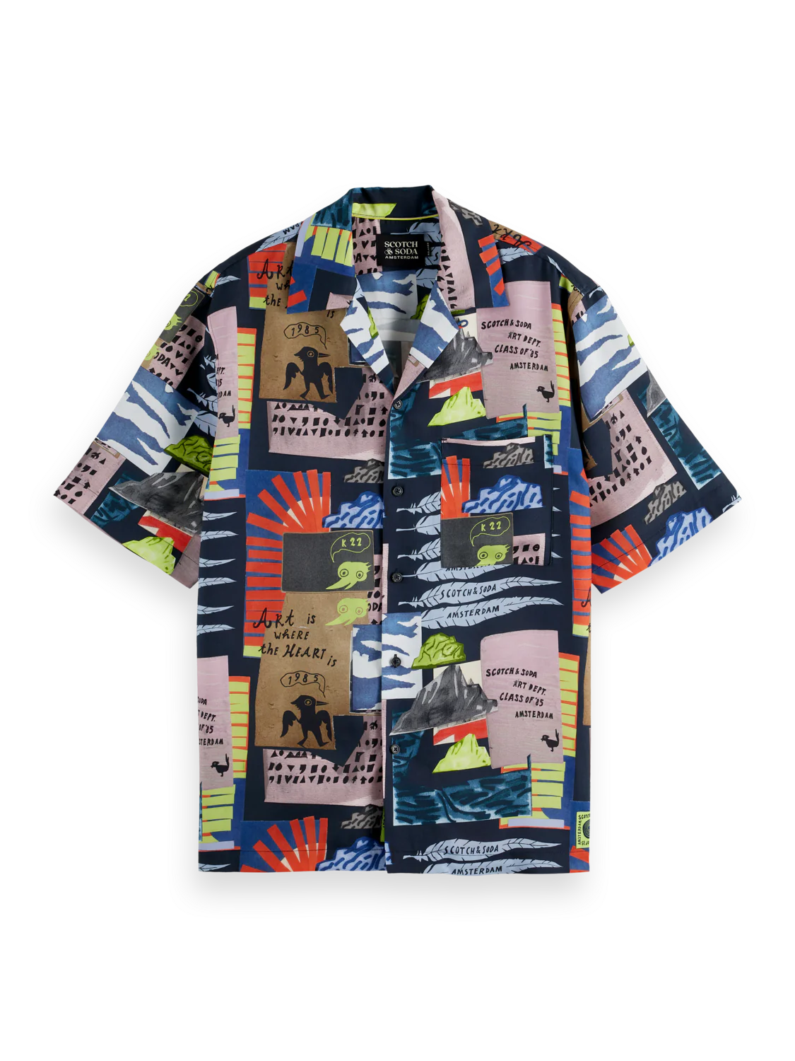 “Boxy fit short-sleeved shirt with collage graphic print”