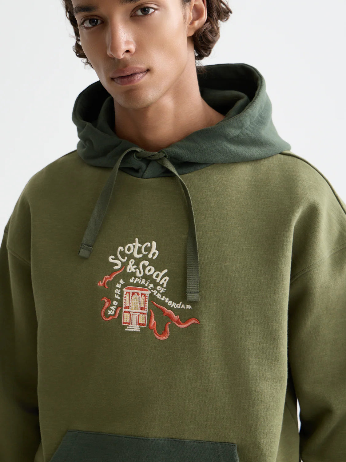 Scotch & Soda 40th Anniversary embroidered relaxed-fit cotton hoodie.