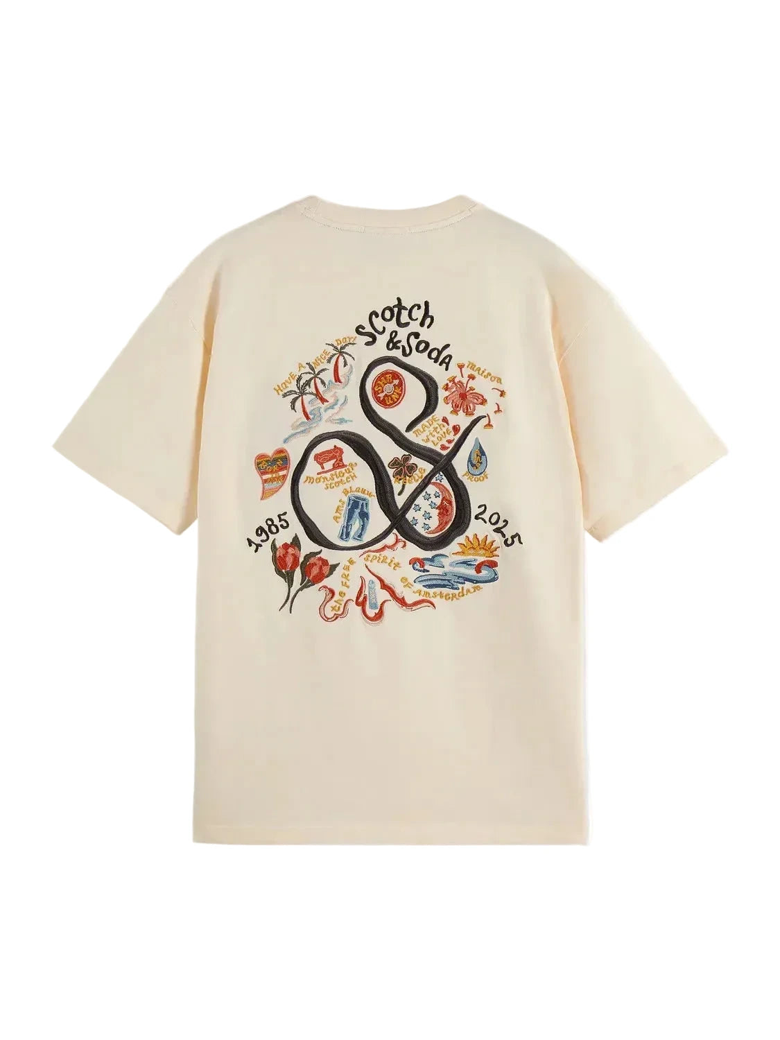 Scotch & Soda 40th Anniversary embroidered t-shirt in Eggnog color.