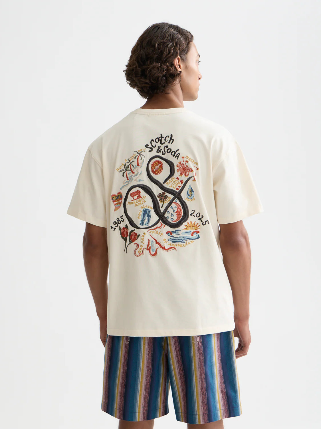 Scotch & Soda 40th Anniversary embroidered t-shirt in Eggnog color.