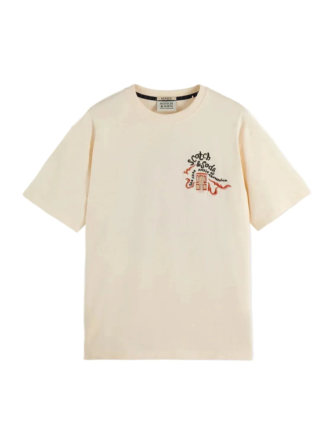 Scotch & Soda 40th Anniversary embroidered t-shirt in Eggnog color.