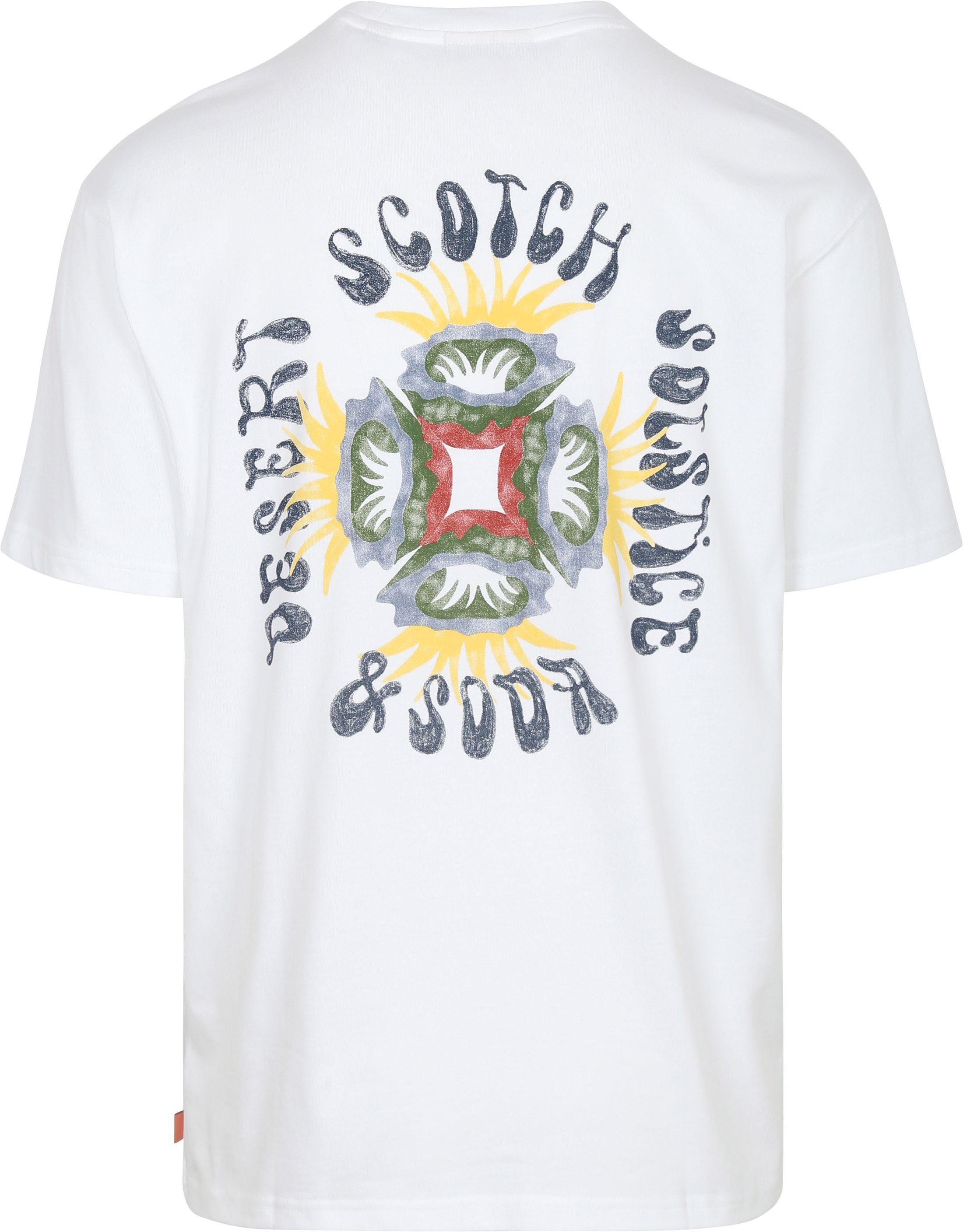 Scotch and Soda white printed T-shirt with crew neck, regular fit, and breathable organic cotton jersey