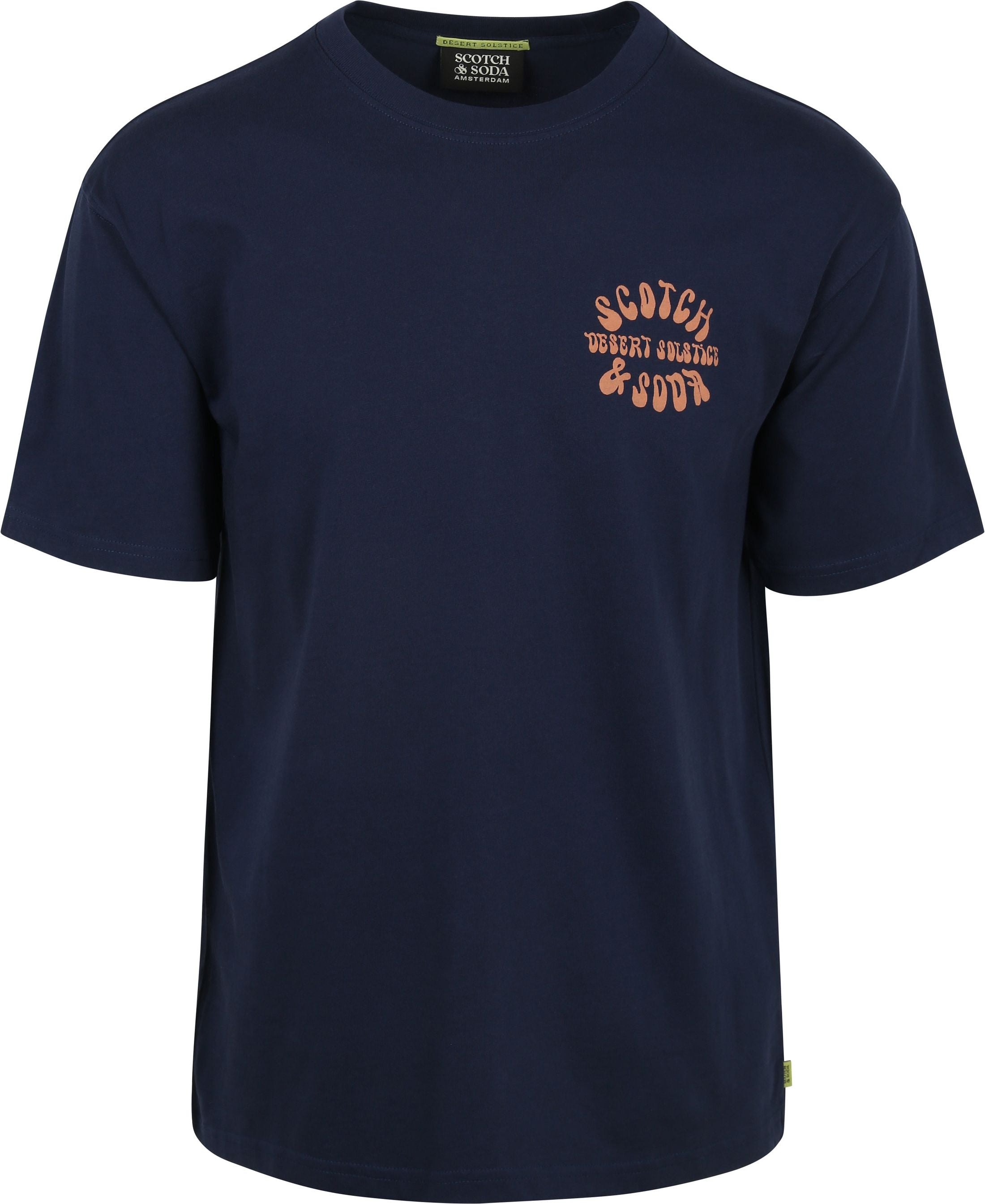 Scotch and Soda blue printed T-shirt with crew neck, short sleeves, and roomy regular fit