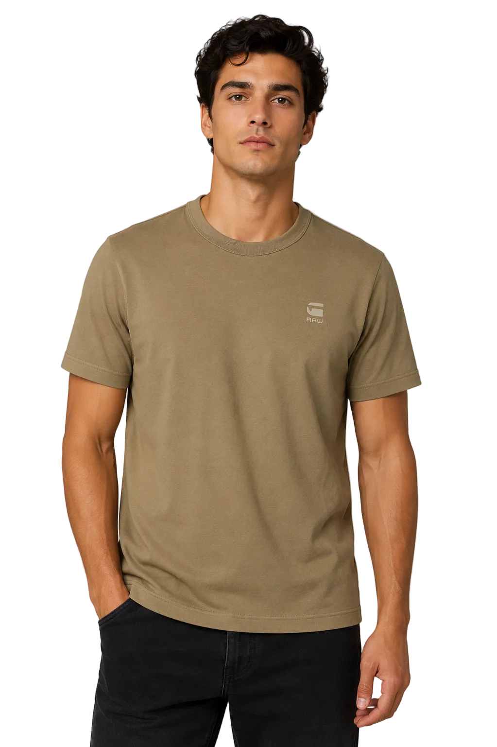 Men’s Wild Olive graphic cotton t-shirt with designer-inspired logo print