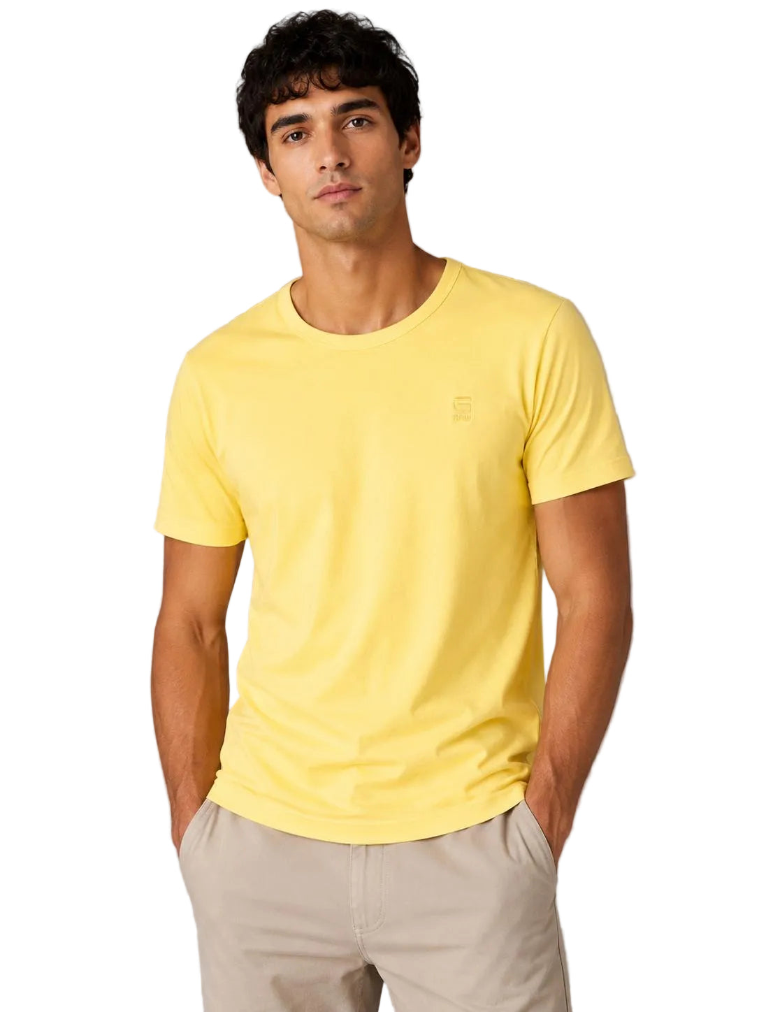Dazzle Exclusive G-Star T-Shirt Lt Lemon premium men’s graphic streetwear tee front view
