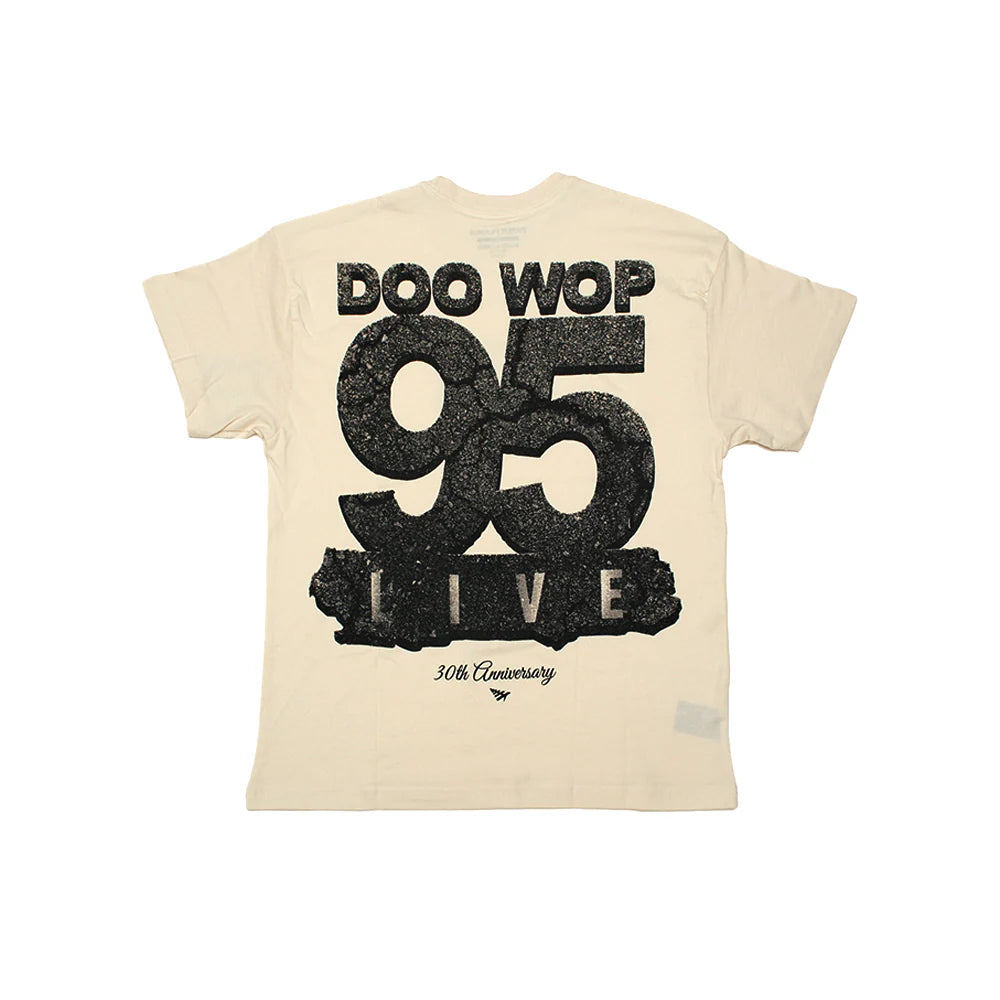 Paper Plane Doo Wop x Planes 95 Live OS Tee in EggShell with oversized fit and clean streetwear design.