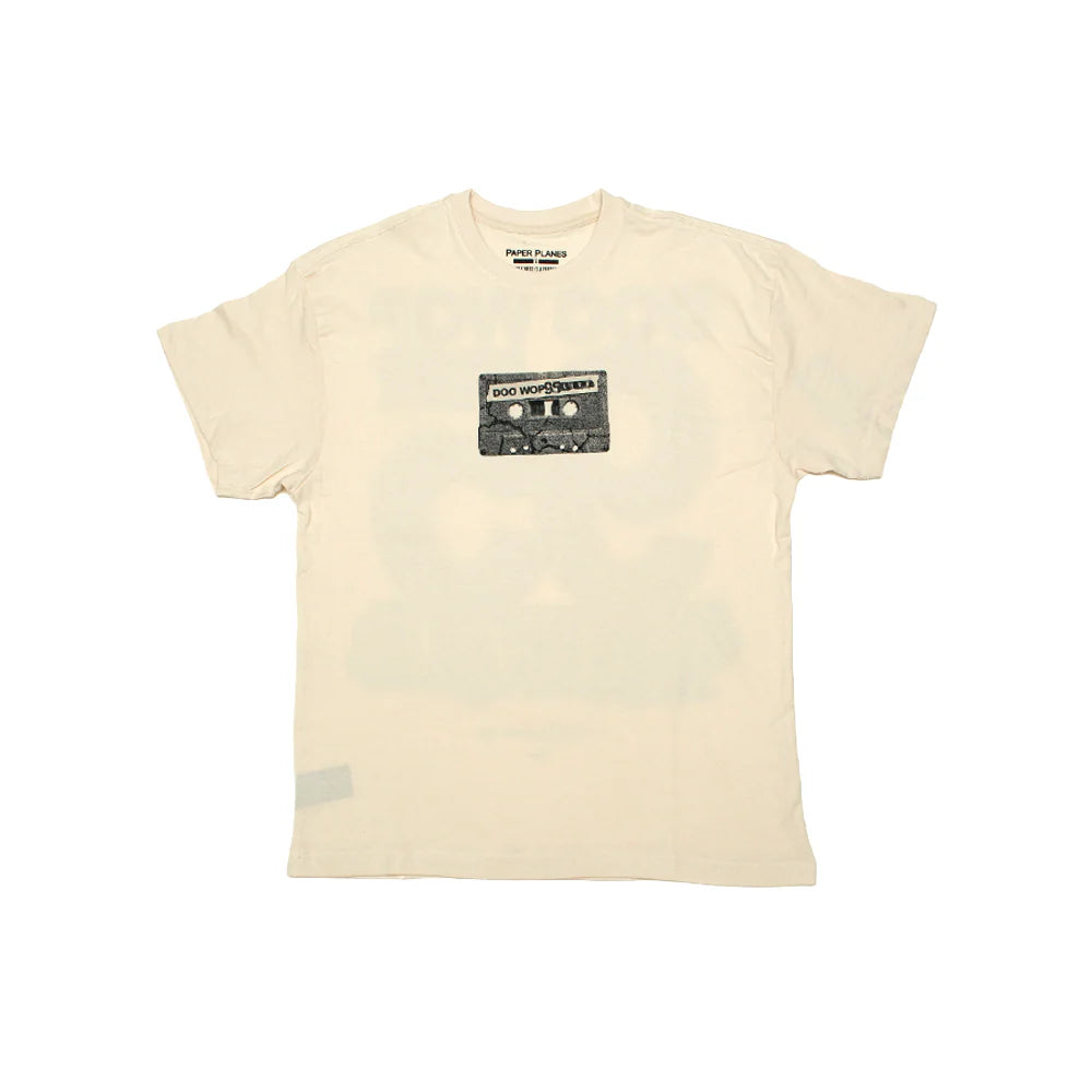 Paper Plane Doo Wop x Planes 95 Live OS Tee in EggShell with oversized fit and clean streetwear design.