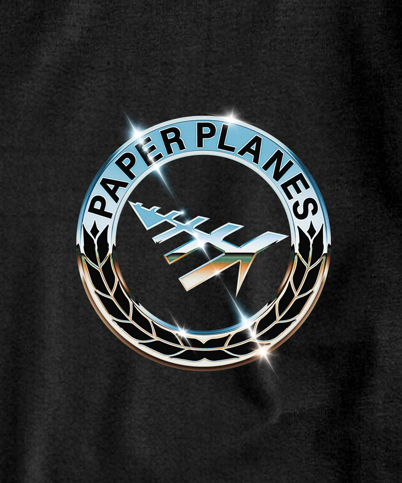 White Paper Planes First Class Chrome Tee featuring puff print and Plastisol logo on left body.