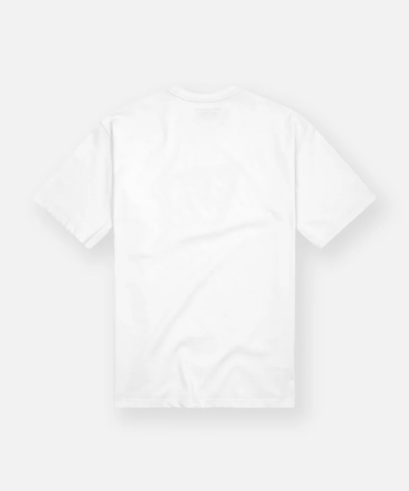 Paper Plane Toast to Greatness T-shirt in white with front screenprint graphic and ribbed crew neckline.