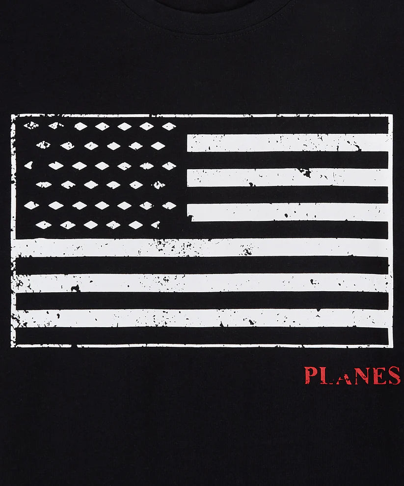 Paper Planes Black Diamond Flag T-shirt with front and back graphic prints, heavyweight cotton jersey fabric, and standard fit silhouette.