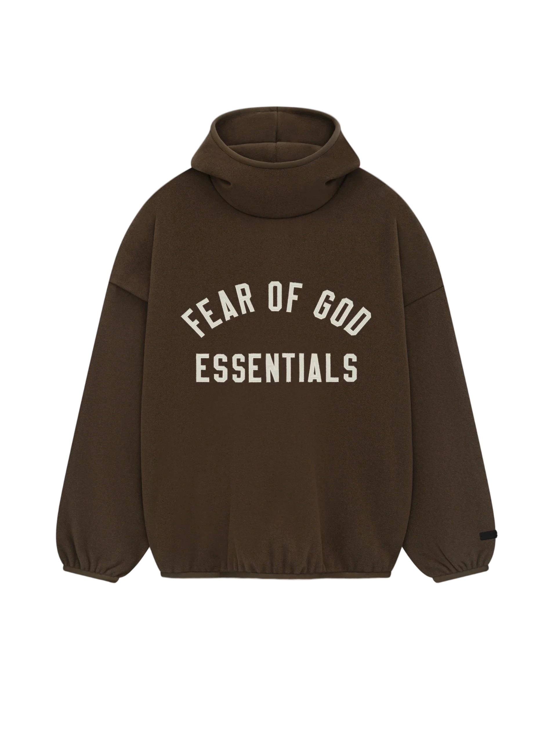 The Brushed Hoodie is constructed in a heavyweight, soft brushed yarn to provide warmth, comfort, and structure. The fit is relaxed in the body and sleeves The collegiate Fear of God Essentials logo is applied in satin twill lettering. Functional details include a front half zipper, side seam pockets, and elastic binding on the sleeve, and waist hem.