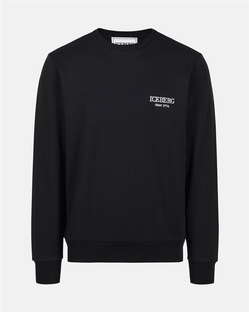 Black crewneck sweatshirt with embroidered Iceberg (Black)