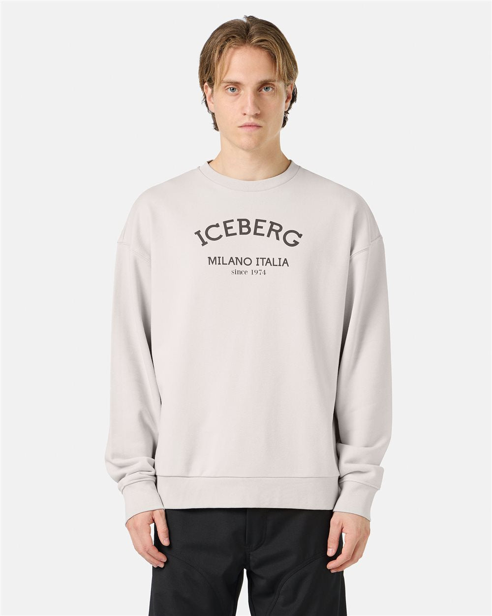 Crew-neck sweatshirt with logo (Cream)