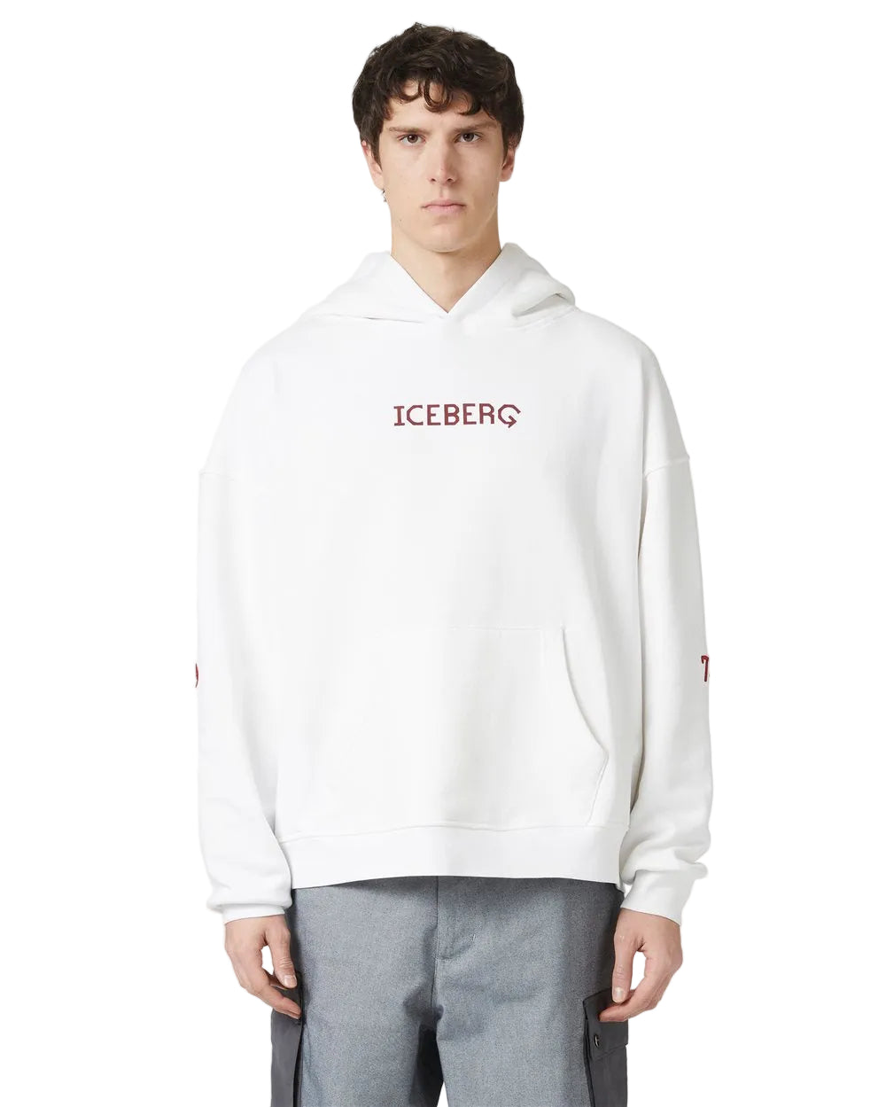Sweatshirt with hood and printed logo (White