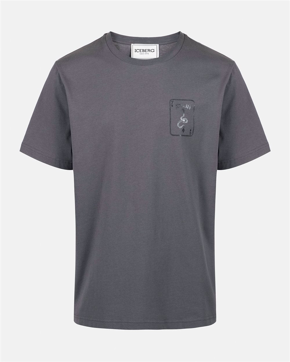 Short-sleeved T-shirt with prints and embroidery (Grey)