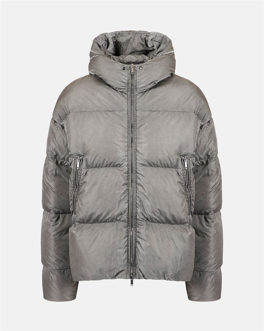Short Down Jacket With Hood (Grey)