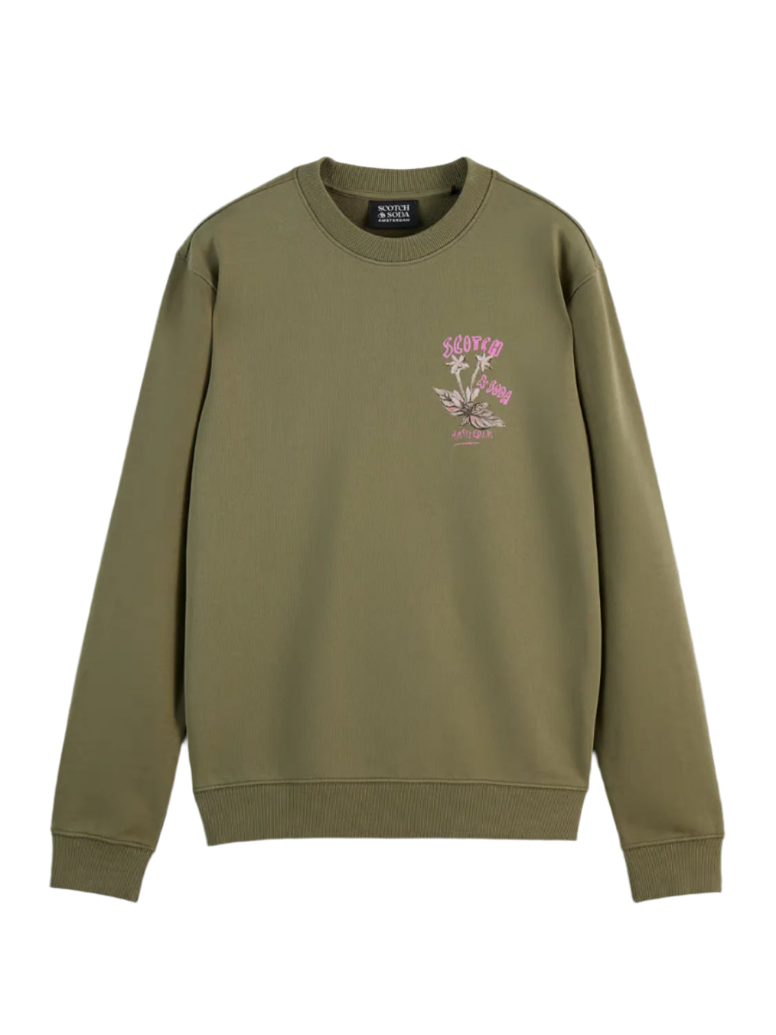 Floral Artwork Sweatshirt (Olive) - 180478250