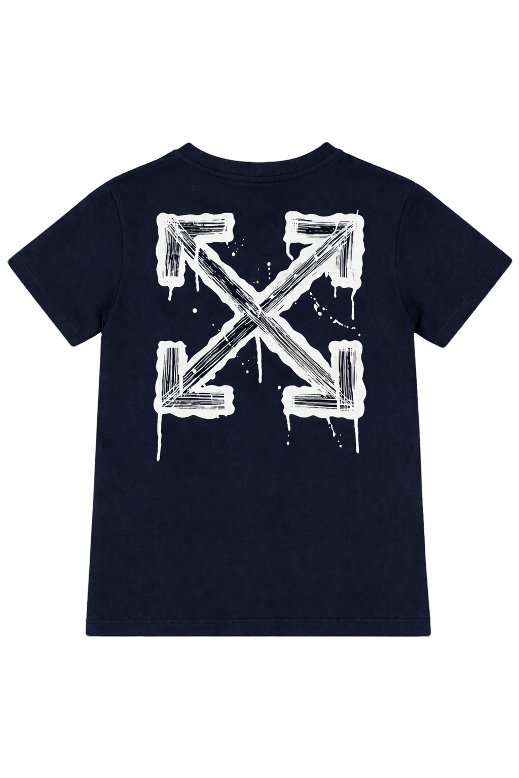 Dark navy basic fit t-shirt with dripping arrow graphic print on the back.