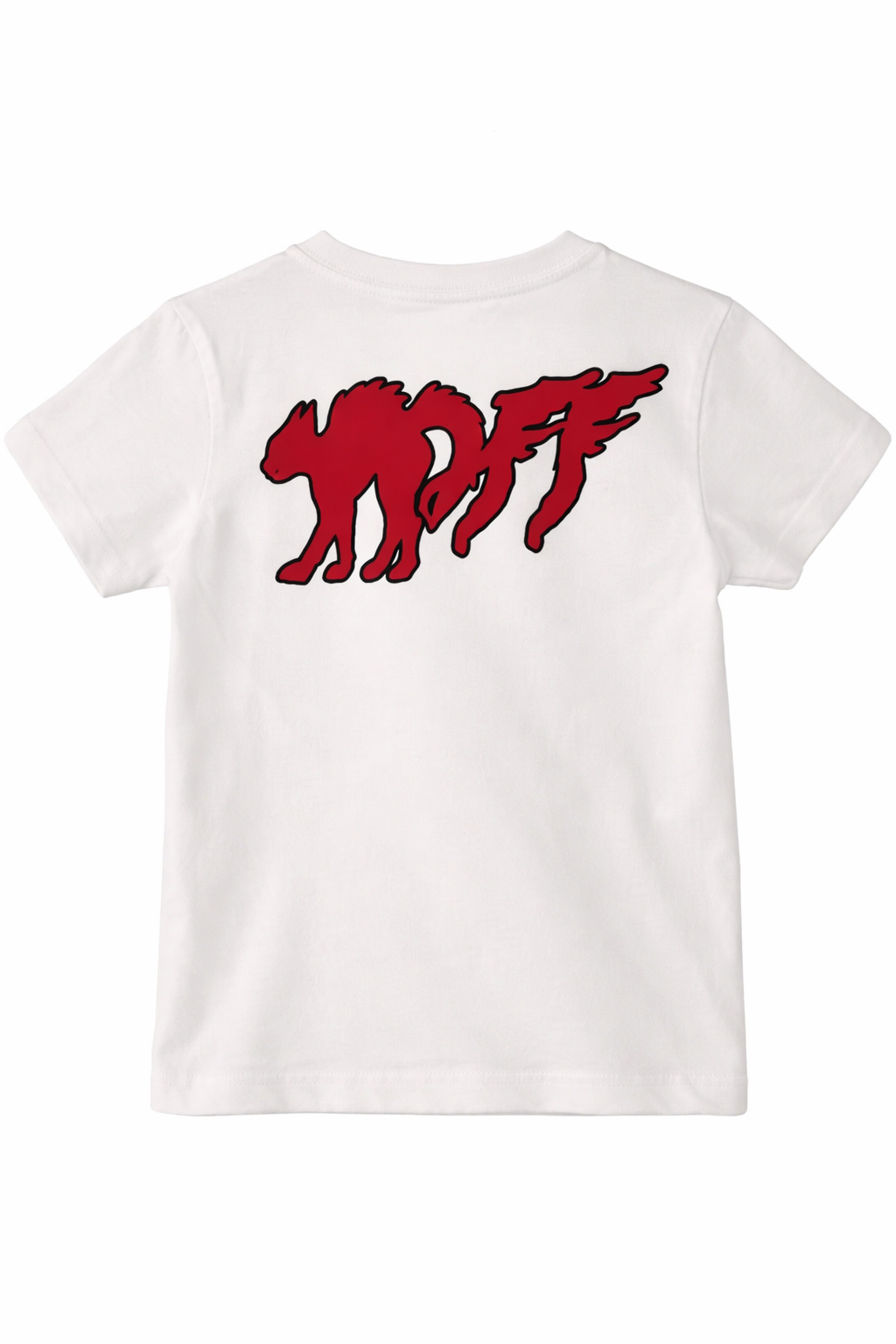 White basic fit t-shirt with bookish-style graphic print on the front