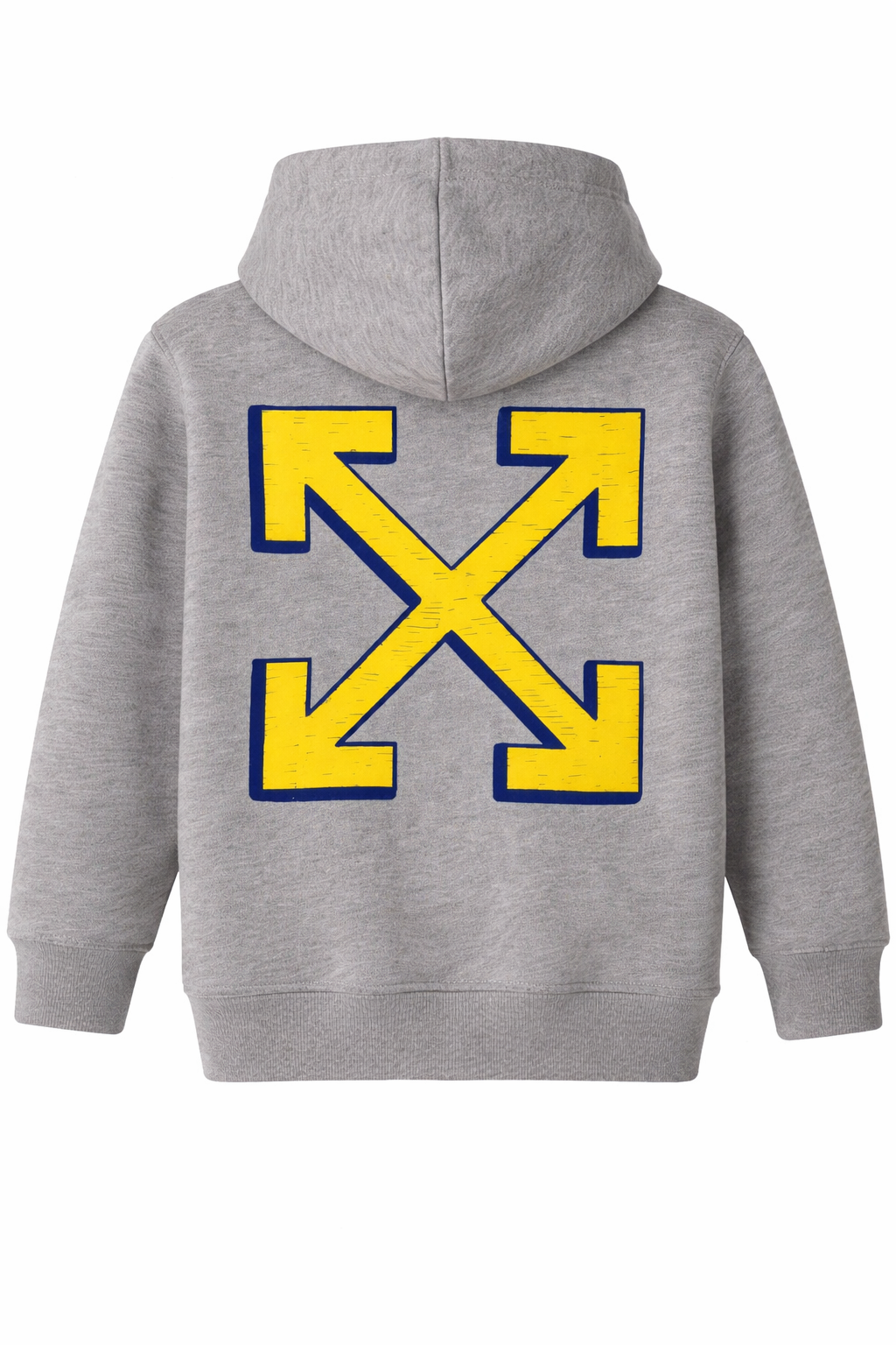 Light heather grey hoodie with doodle-style graphic print on the back, displayed on a clean background.
