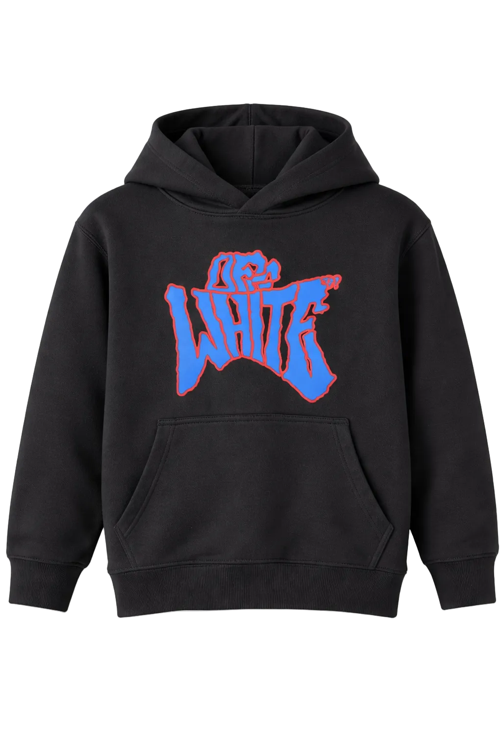 Black hoodie with graffiti-style graphic print on the back, displayed on a clean background.