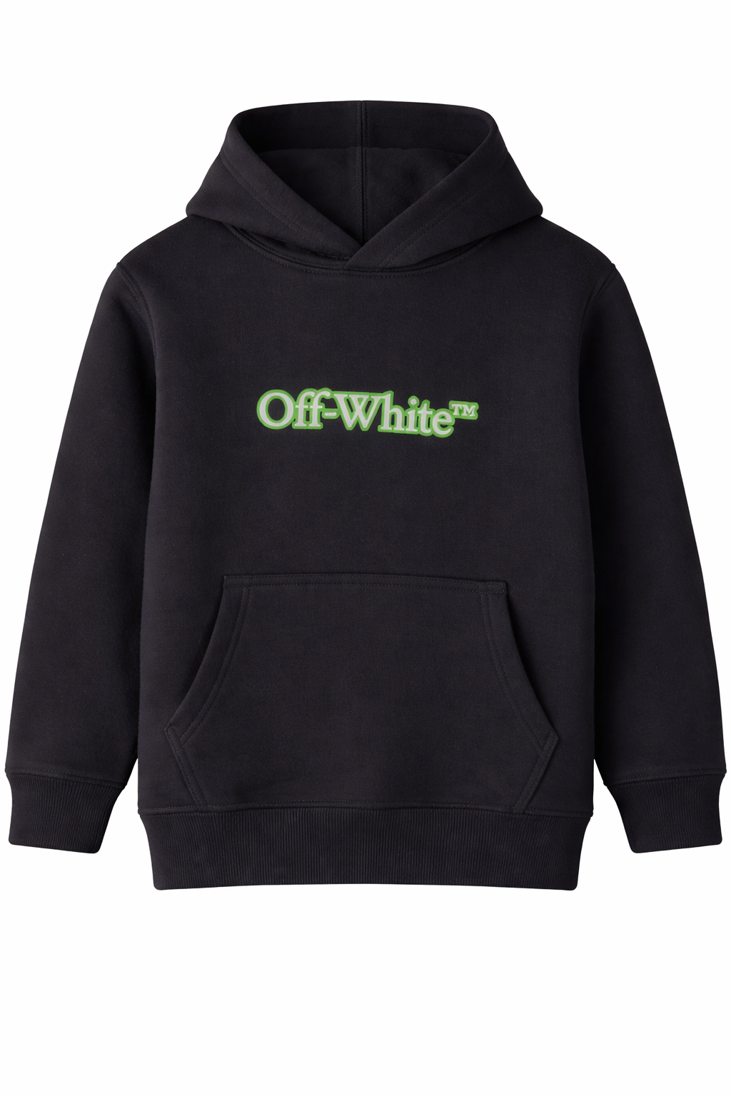 Black hoodie with glow-in-the-dark arrow graphic print on the back, displayed on a clean background.