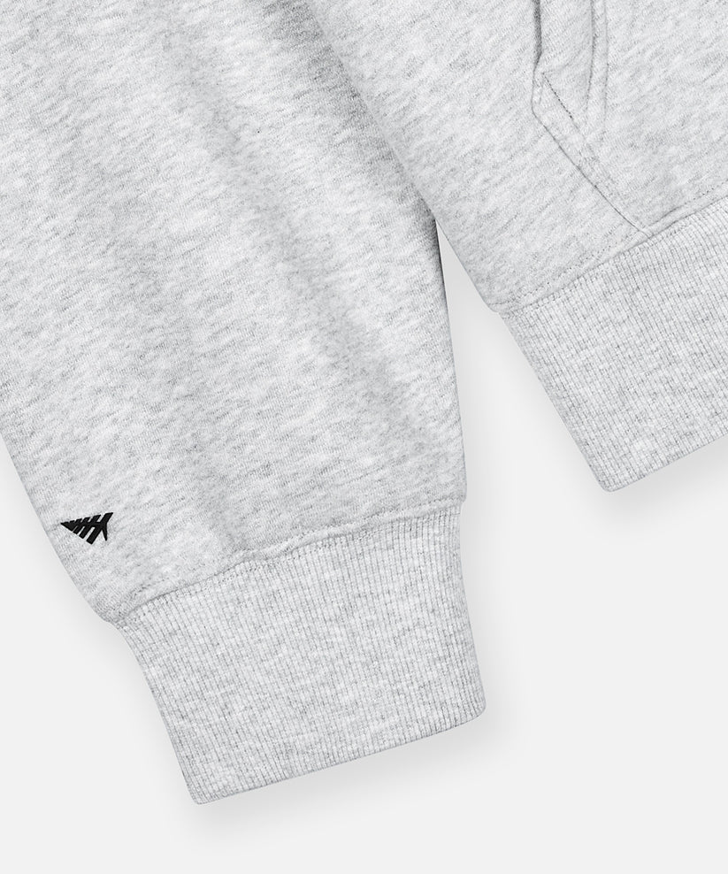 Paper Plane oversized script weld zip hoodie with fleece fabric, welded chest logo, and two-way zipper.