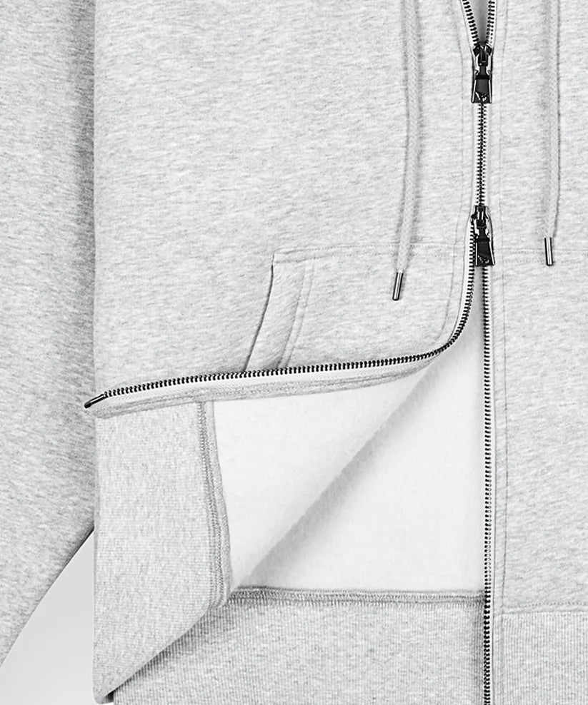 Paper Plane oversized script weld zip hoodie with fleece fabric, welded chest logo, and two-way zipper.