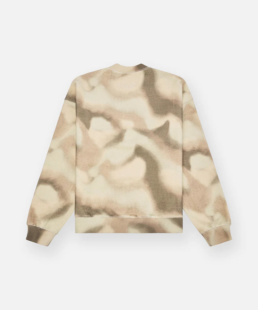 Paper Planes Airbrushed Camo Crewneck in multi-color with embroidered front detail and silicone flag, oversized fit.