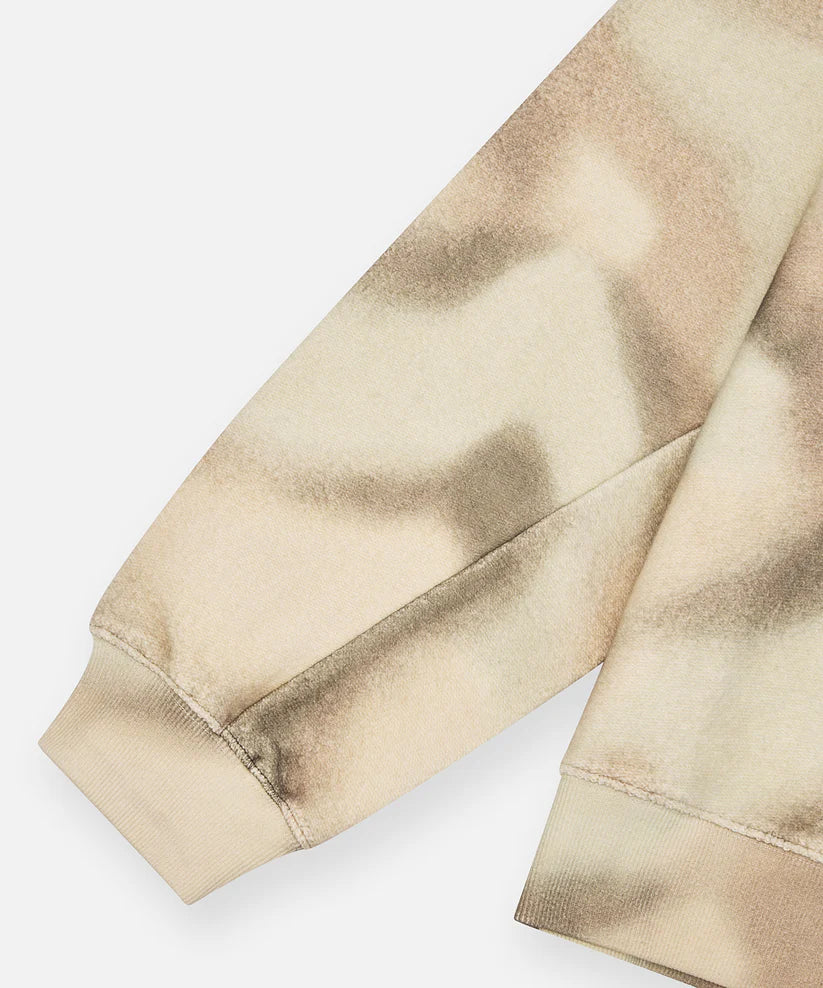 Paper Planes Airbrushed Camo Crewneck in multi-color with embroidered front detail and silicone flag, oversized fit.