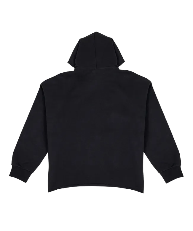 Paper Plane Planes Letterman hoodie in charcoal with embroidered front detailing and branded accents.