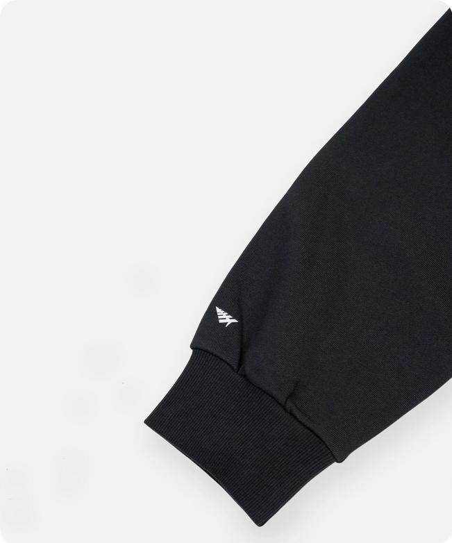 Paper Plane Planes Letterman hoodie in charcoal with embroidered front detailing and branded accents.