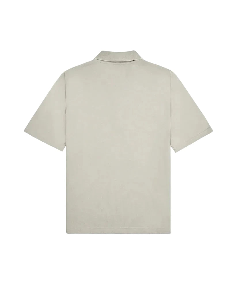 Paper Planes Lockup quarter zip polo in grey with heavyweight French Terry cotton, branded zipper, ribbed collar, and signature silicone logo details.